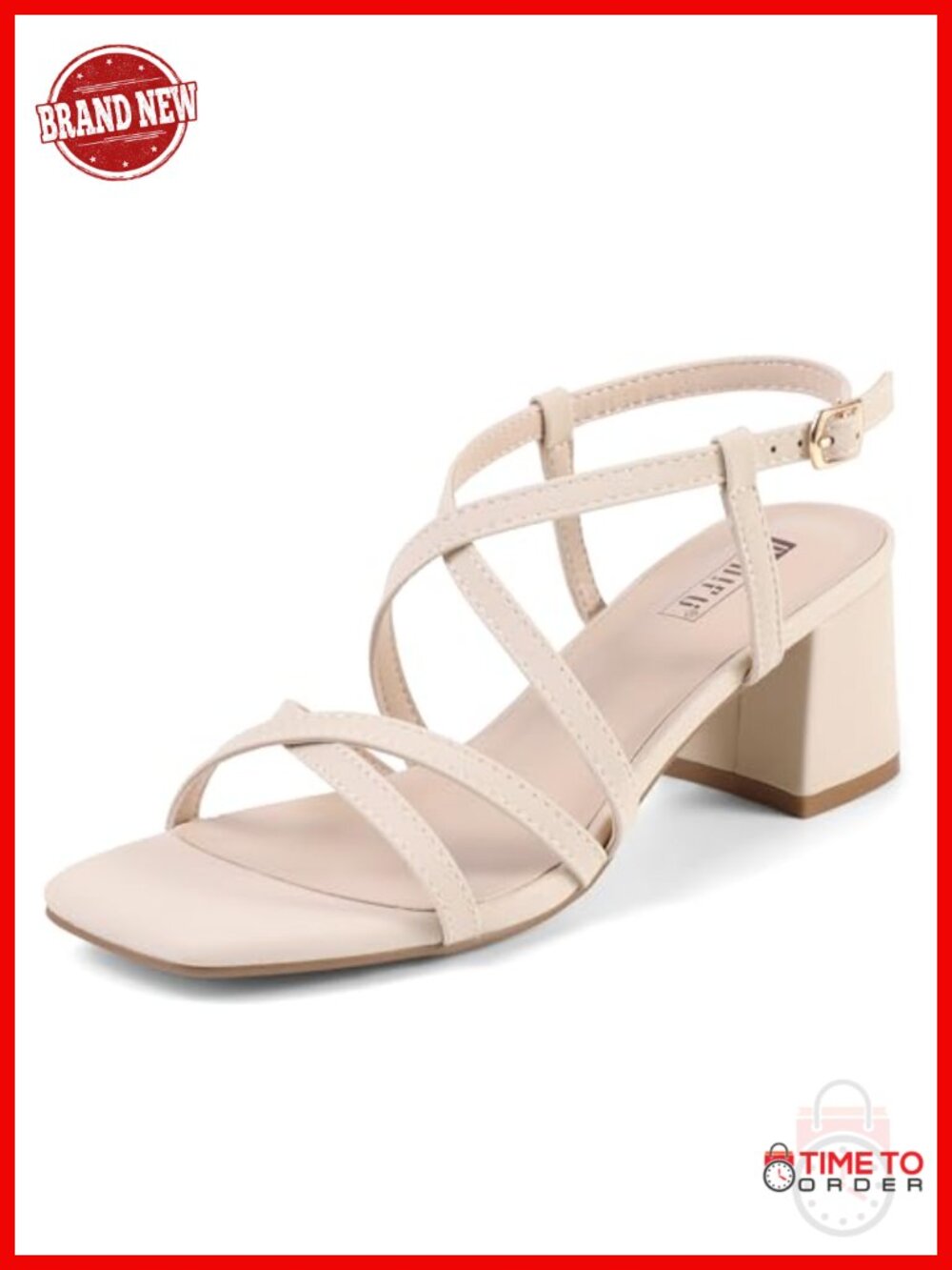 IDIFU Women's Low Block Heel Square Toe Slingback Sandals 2.25 Inch Strappy